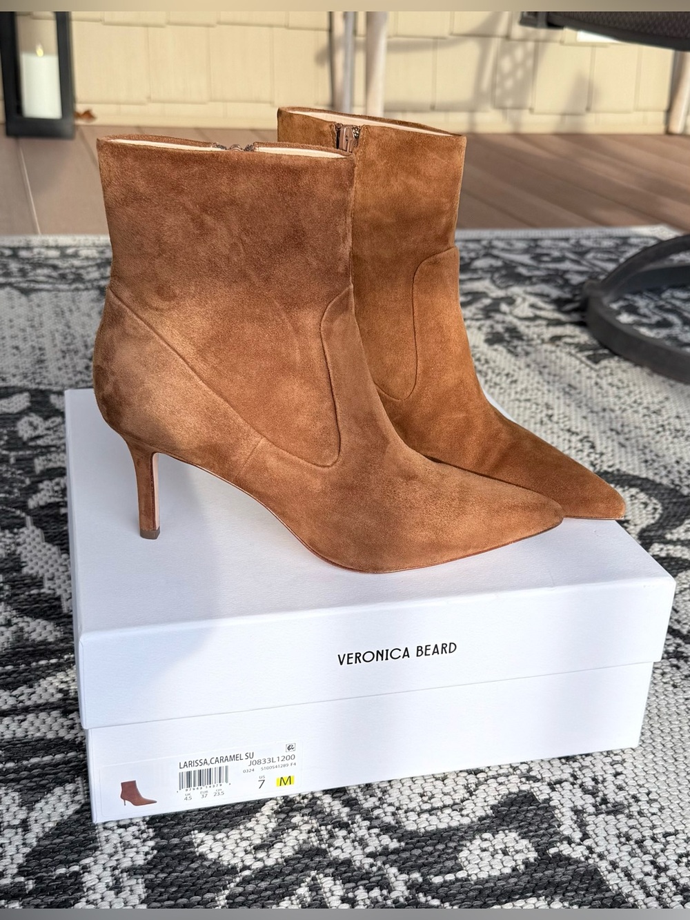 Veronica Beard Larissa Caramel Suede Booties 7